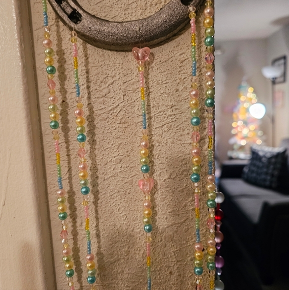 Ouija pastel pearl and crystal horseshoe suncatcher. One of a kind. - Picture 13 of 16